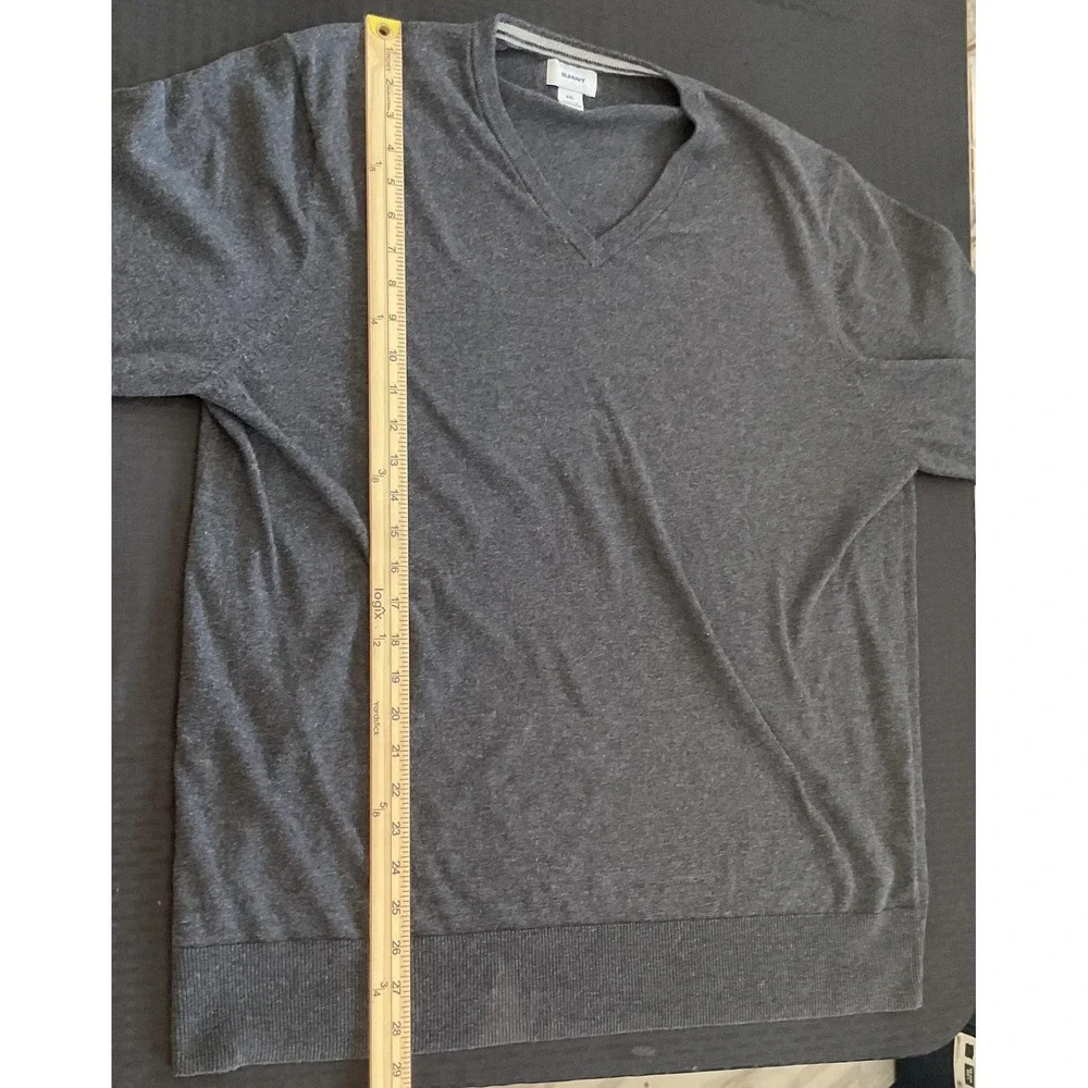 Old Navy Sweater Mens 2XL Gray V Neck‎ Pullover Knit Casual Lightweight Classic